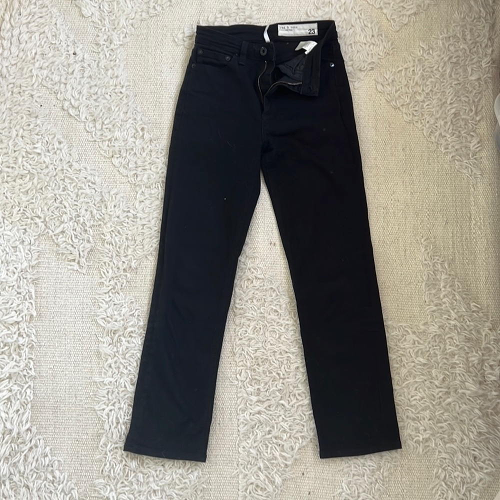 Nina high rise ankle cigarette no fade black rag and bone jeans